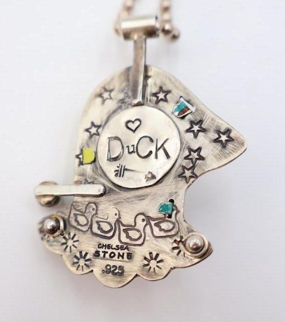 Sterling Silver and Mixed Media 'Lucky Duck' Chelsea Stone Necklace - 5