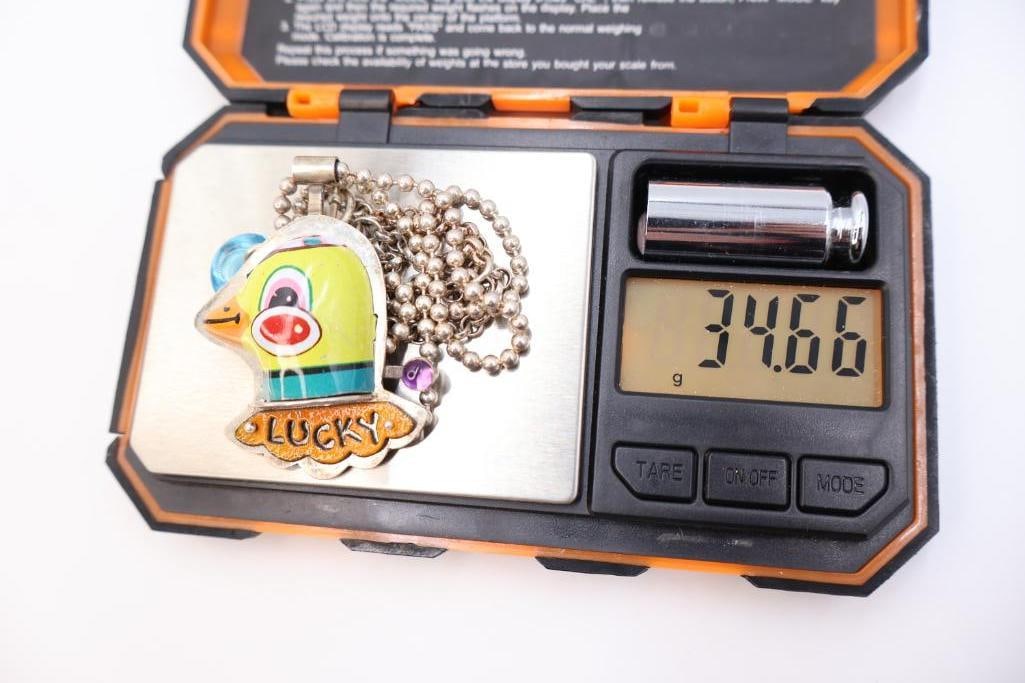 Sterling Silver and Mixed Media 'Lucky Duck' Chelsea Stone Necklace - 8