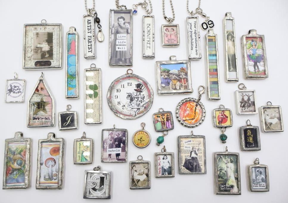 Large Collection of Handmade Soldered Glass Ephemera Pendants and Charms (1 of 11)