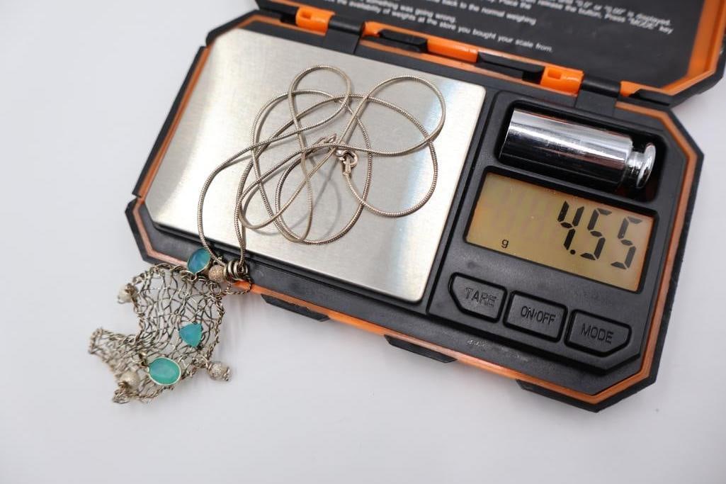 Sterling Silver Mermaid Necklace and Fishing Net Necklace - 7