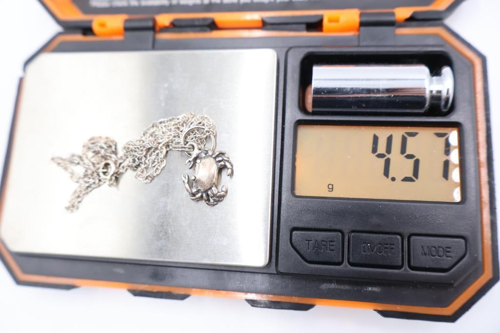 Two Sterling Silver Crab and Seashell Necklaces - 5