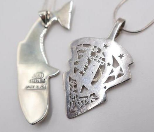 Two Sterling Silver Necklaces, Pamela Jeffcoat Lighthouse and MAG Whale - 4