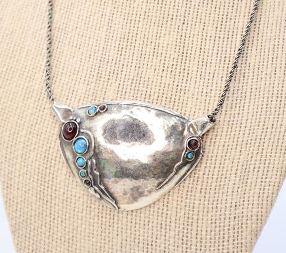 Sterling Silver Bib Shield Necklace - 2