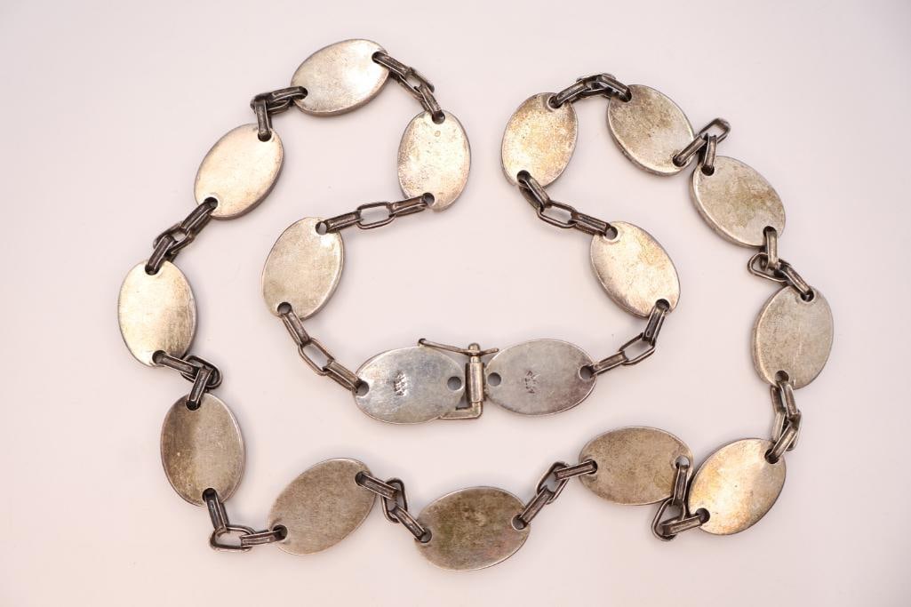 Vintage Large Lapis Lazuli Stone Silver Necklace - 3