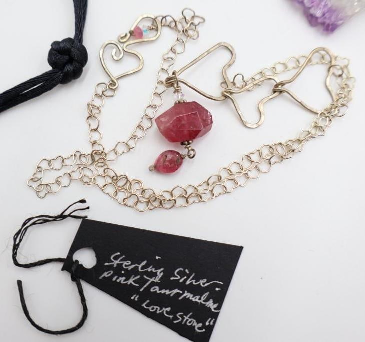 Three Natural Stone Necklaces including Sterling Silver - 2