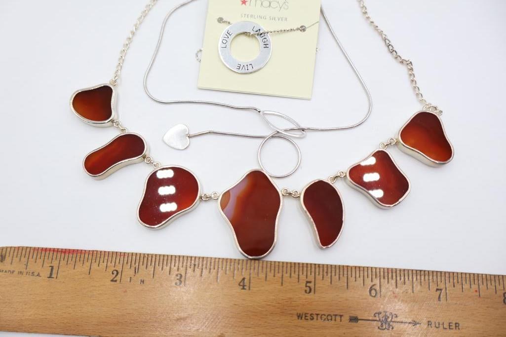 Three Marked Sterling Silver Fashion Necklaces - 2