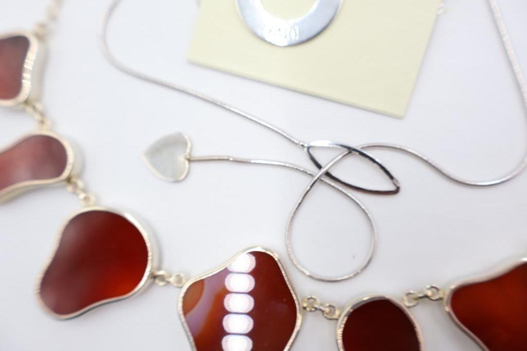 Three Marked Sterling Silver Fashion Necklaces - 4