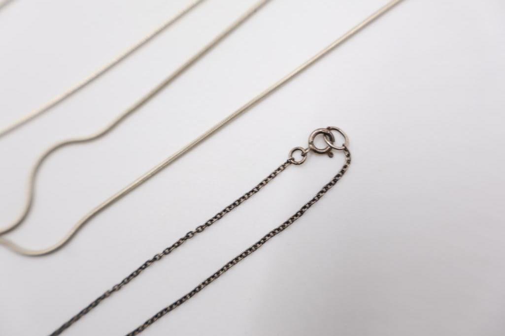 Five Necklaces, Some Sterling Silver Chains - 4