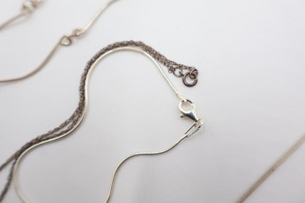 Five Necklaces, Some Sterling Silver Chains - 6
