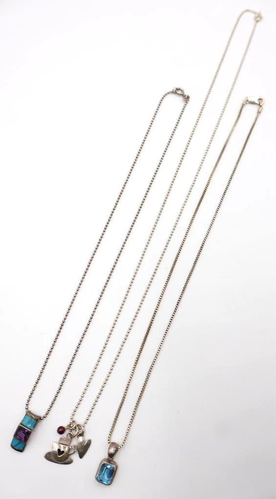 Three Sterling Silver Necklaces and Pendants - 2