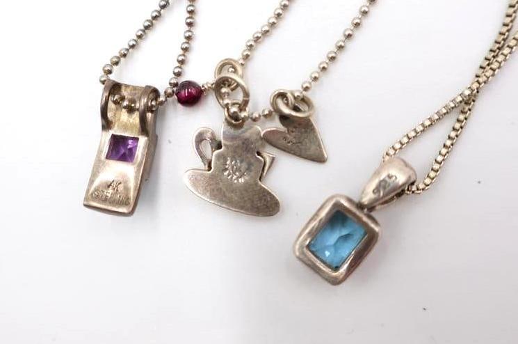 Three Sterling Silver Necklaces and Pendants - 4
