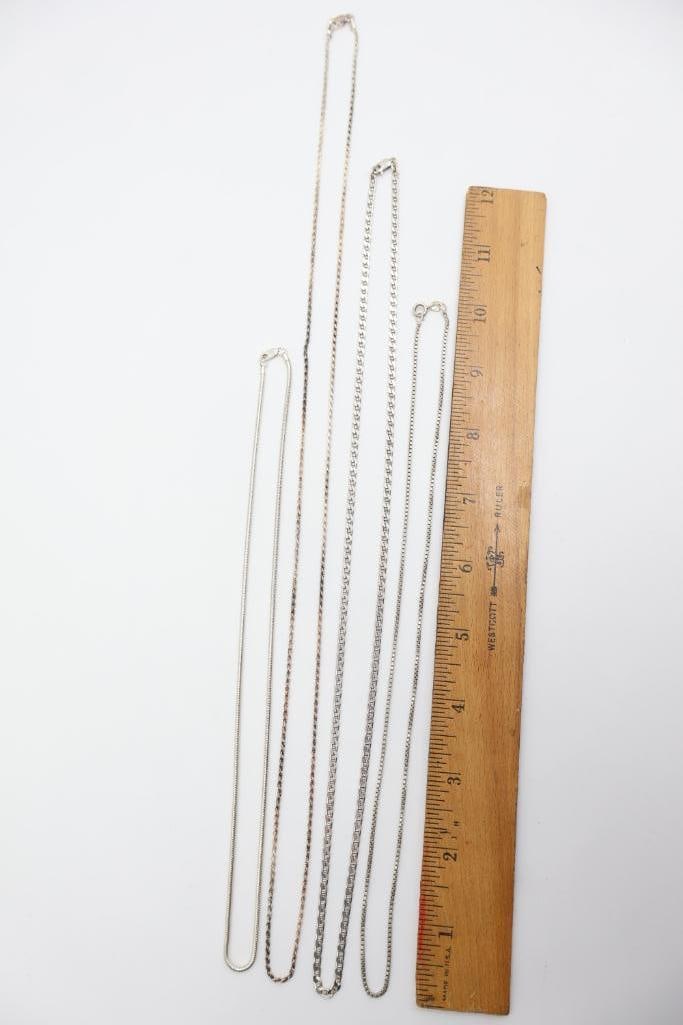 Four Sterling Silver Chains - 3