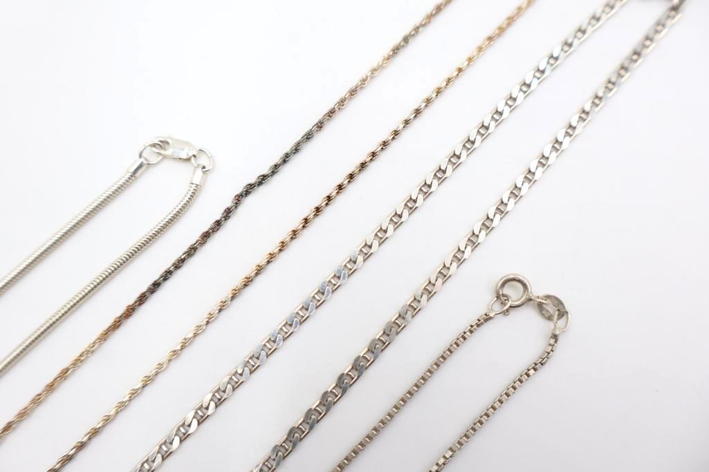 Four Sterling Silver Chains - 5