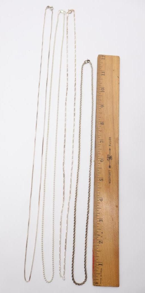 Four Sterling Silver Chains - 3