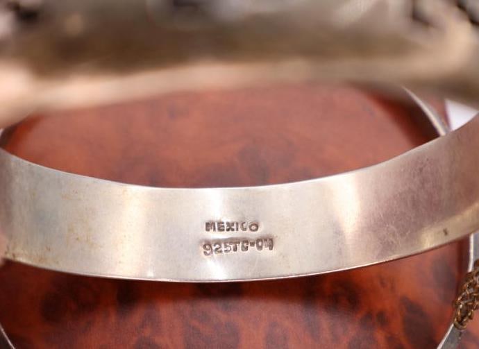 Large Sterling Silver Bracelet and Bangle - 2