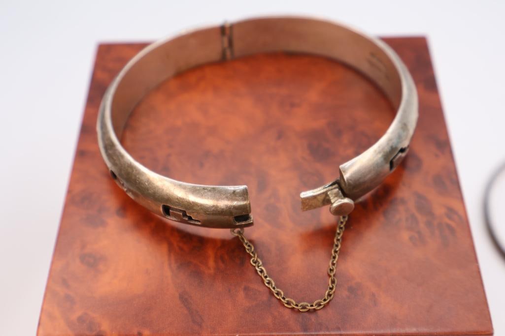 Large Sterling Silver Bracelet and Bangle - 3