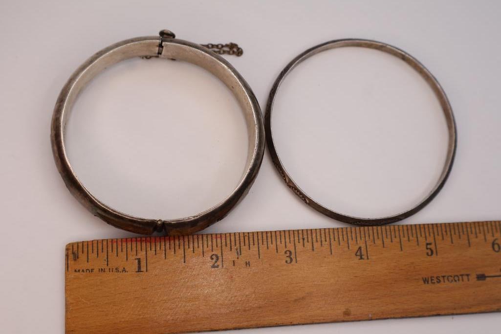Large Sterling Silver Bracelet and Bangle - 5