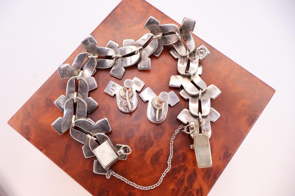 Sterling Silver and Stone Bracelet and Earring Set - 4