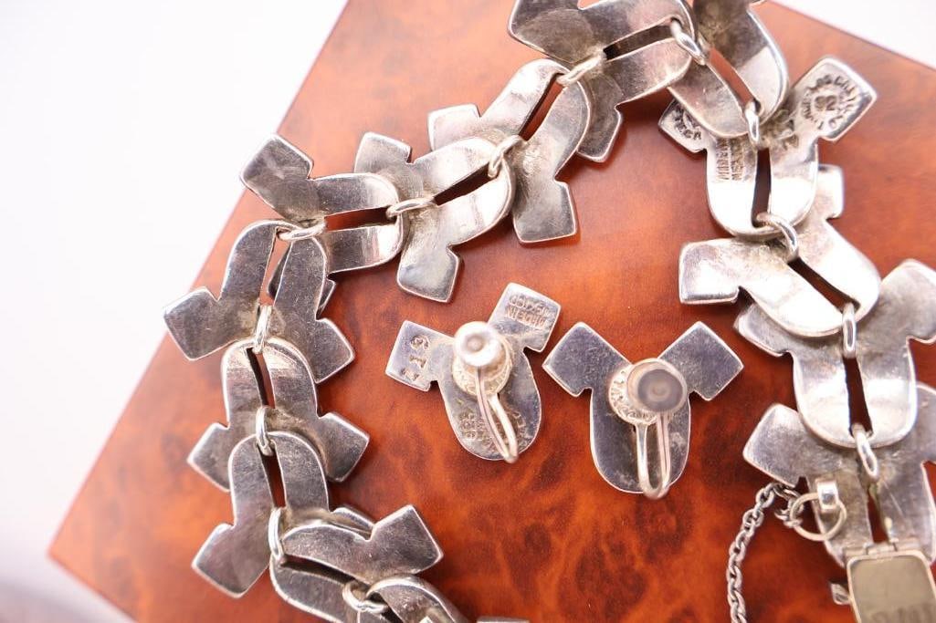 Sterling Silver and Stone Bracelet and Earring Set - 5