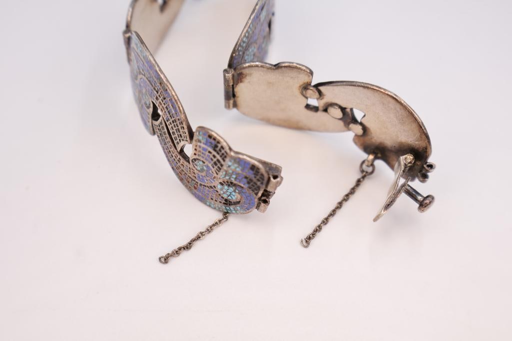 Art Deco Style Sterling Silver Taxco Bracelet and Coordinating Necklace - 6
