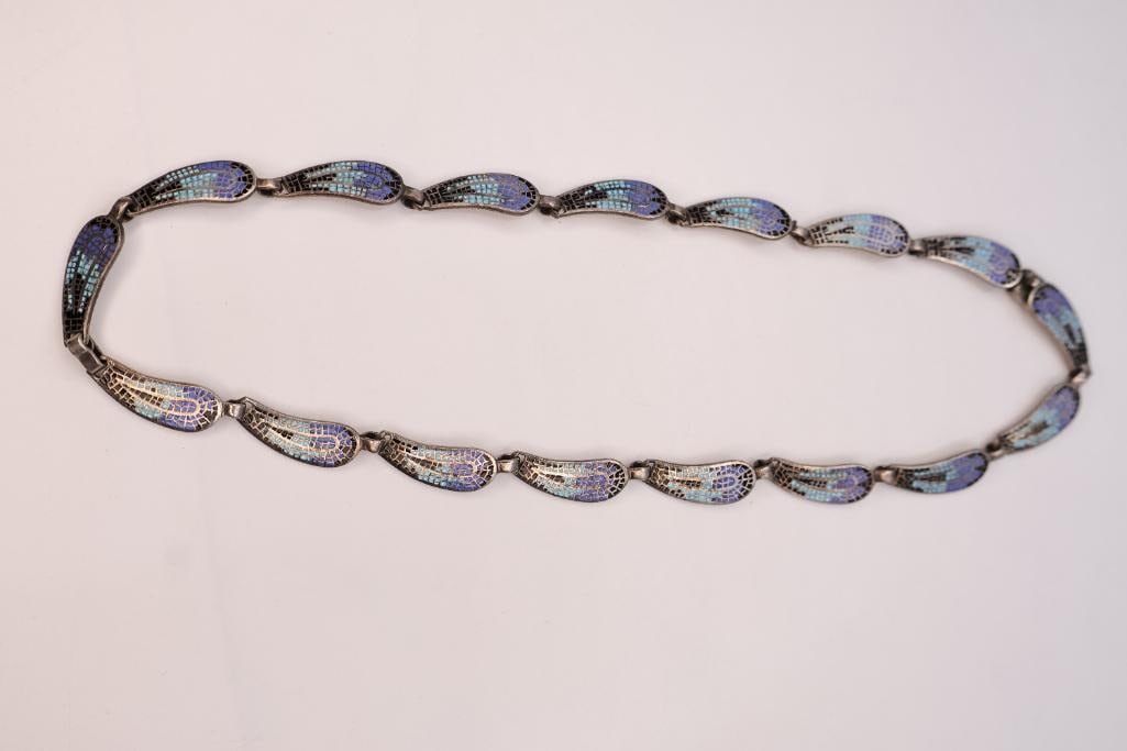 Art Deco Style Sterling Silver Taxco Bracelet and Coordinating Necklace - 8
