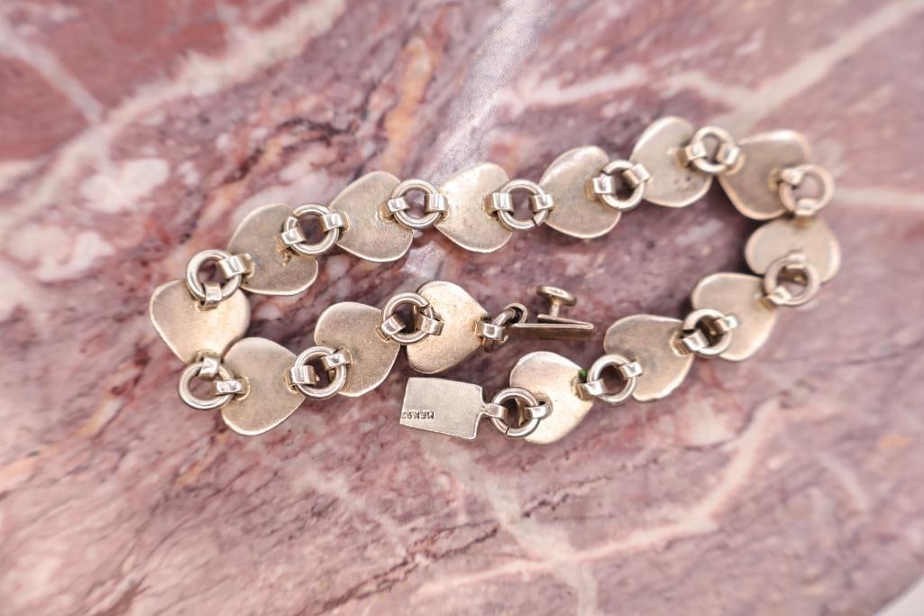 Pair of Sterling Silver Gemstone Bracelets Including Multi-Stone Link Bracelet - 9