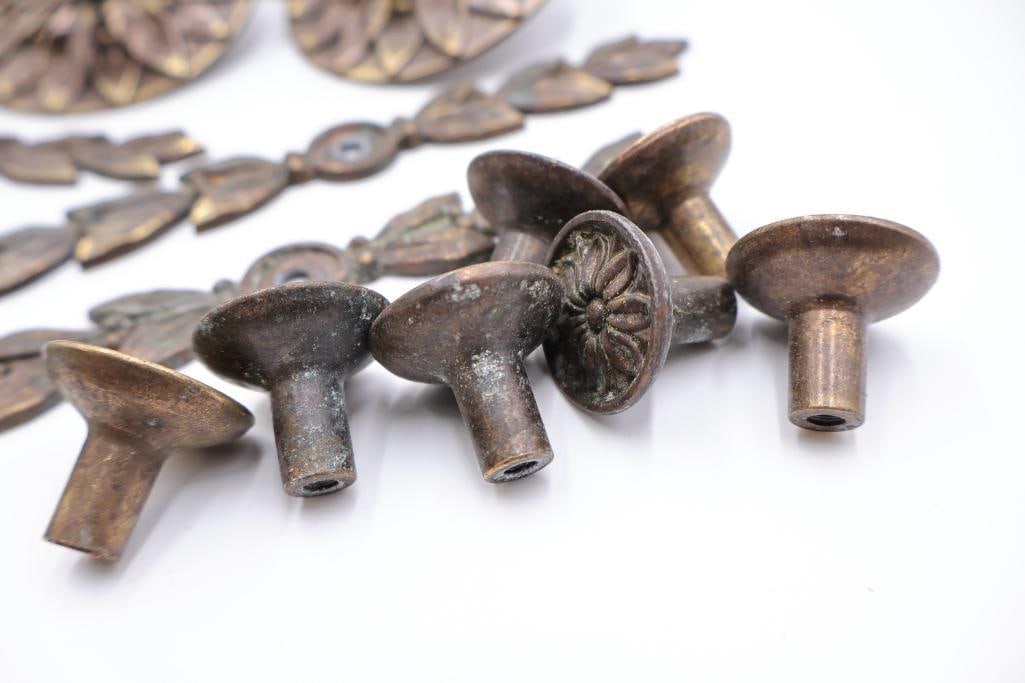 Antique Decorative Brass Furniture Rosettes & Mounts - 4