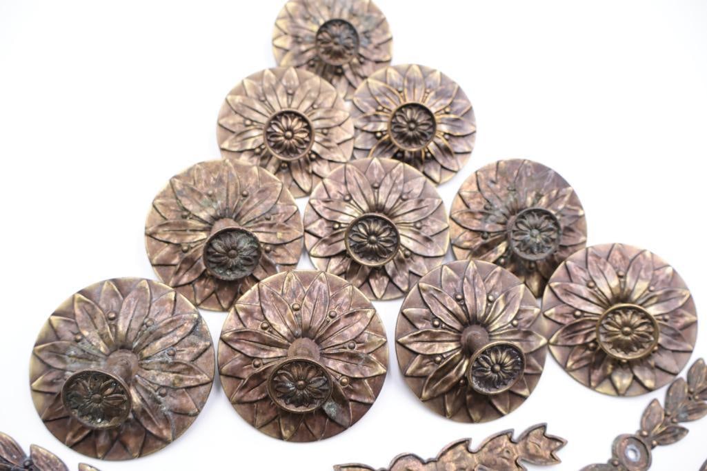Antique Decorative Brass Furniture Rosettes & Mounts - 7