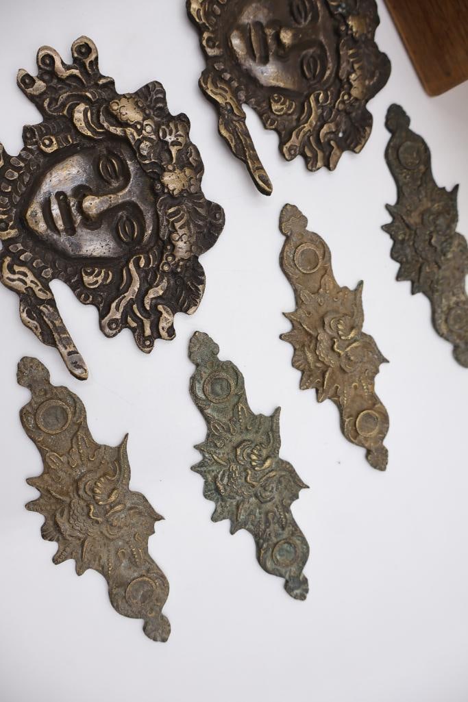 Antique Furniture Hardware & Decorative Metal Mounts Lot - 10