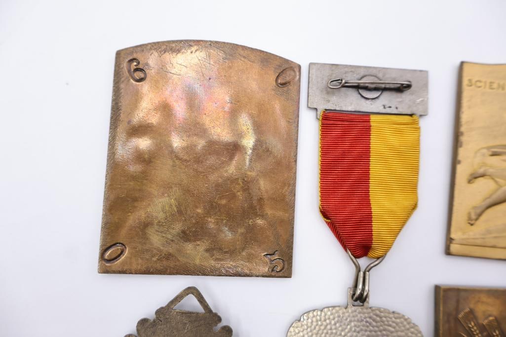 Vintage International Medals, Plaques & Commemorative Pins Lot - 11