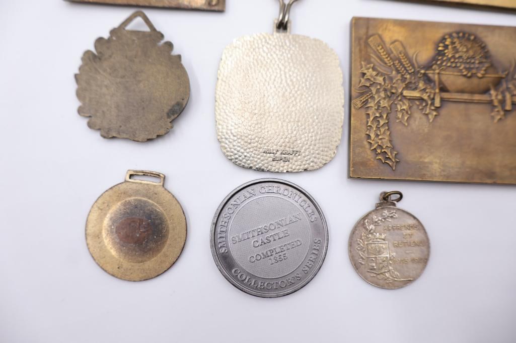 Vintage International Medals, Plaques & Commemorative Pins Lot - 12