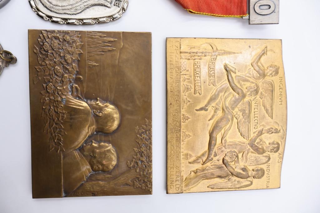 Vintage International Medals, Plaques & Commemorative Pins Lot - 8