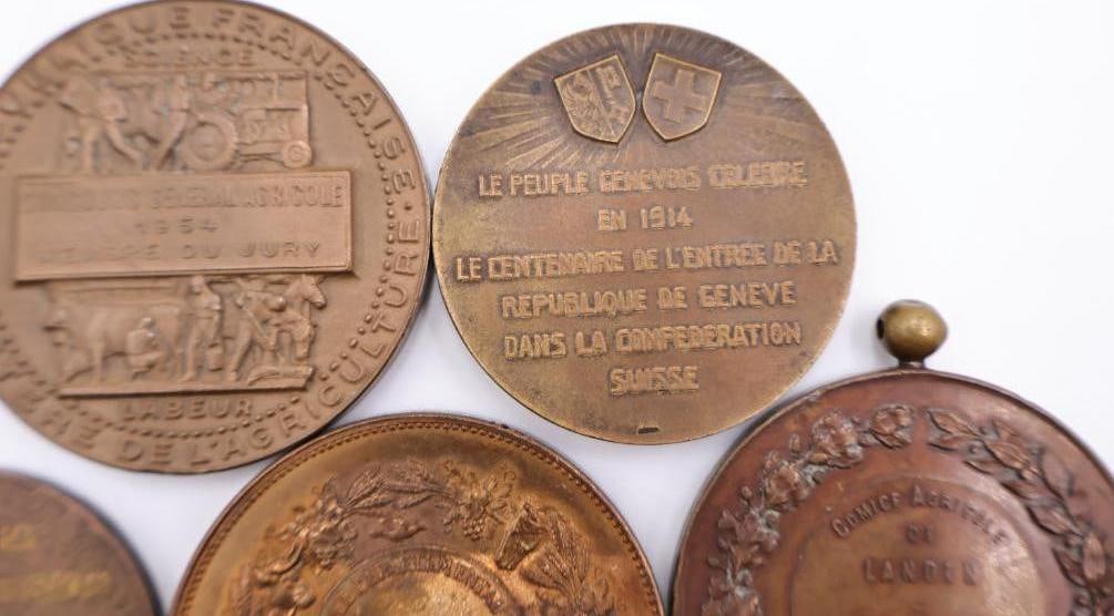 Vintage Bronze Tone Art Medallions & Commemorative Medal Lot - 10