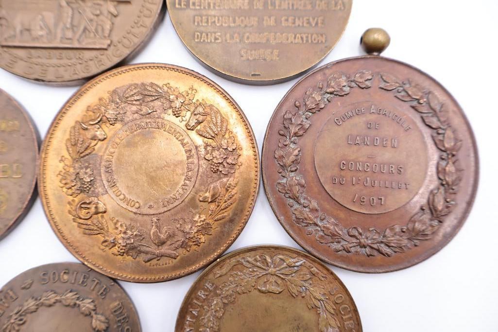 Vintage Bronze Tone Art Medallions & Commemorative Medal Lot - 11