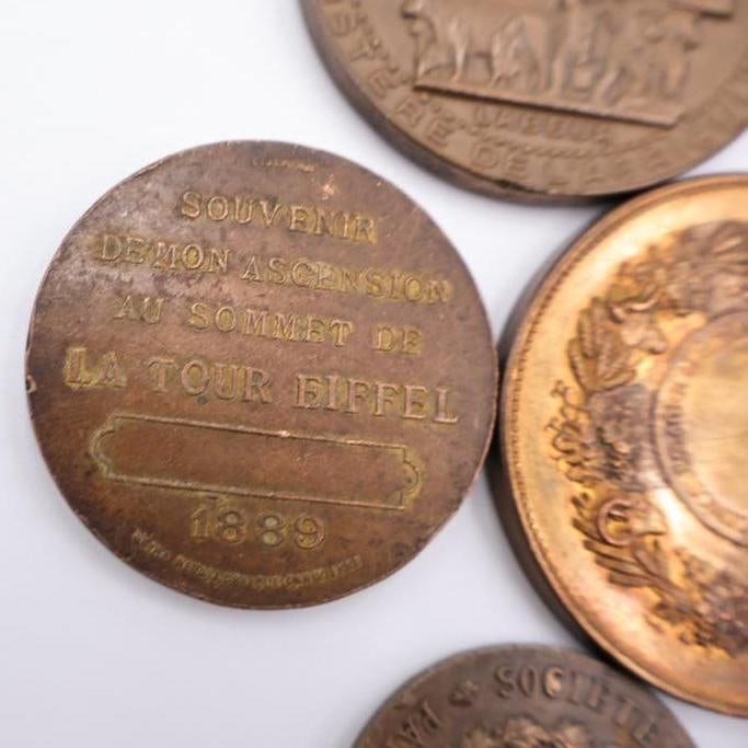 Vintage Bronze Tone Art Medallions & Commemorative Medal Lot - 12