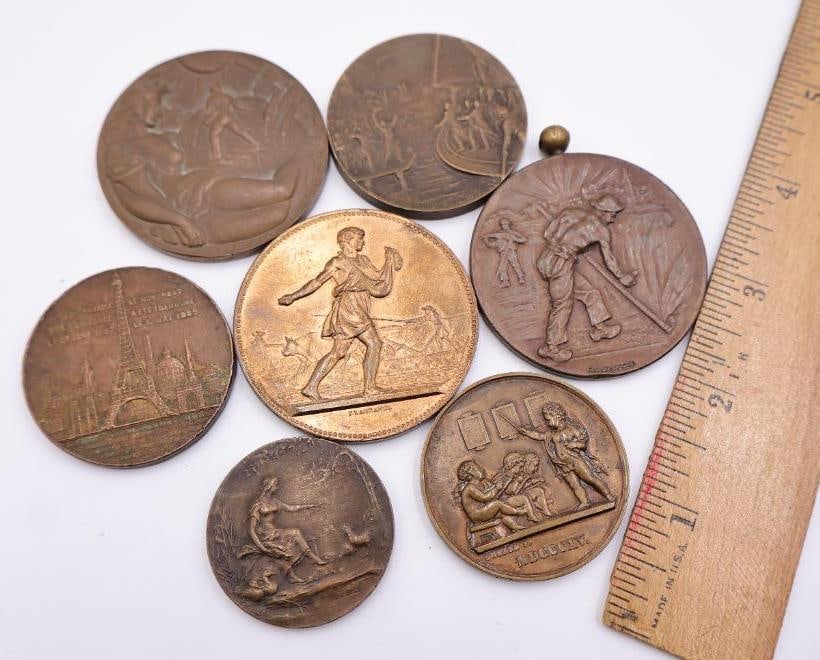Vintage Bronze Tone Art Medallions & Commemorative Medal Lot - 2