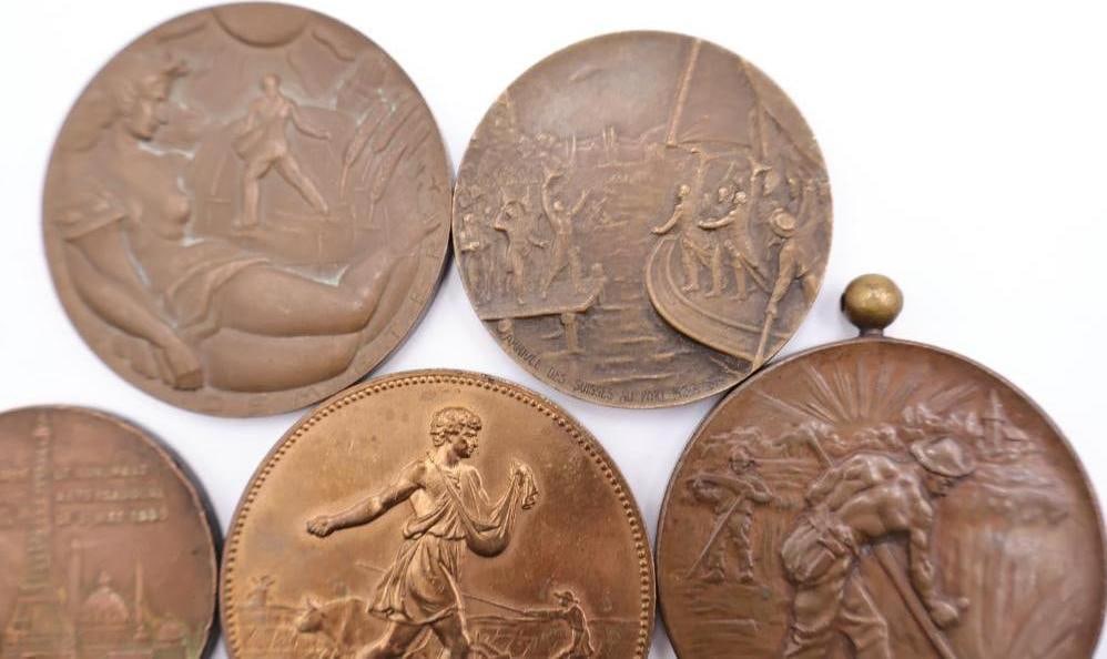 Vintage Bronze Tone Art Medallions & Commemorative Medal Lot - 4