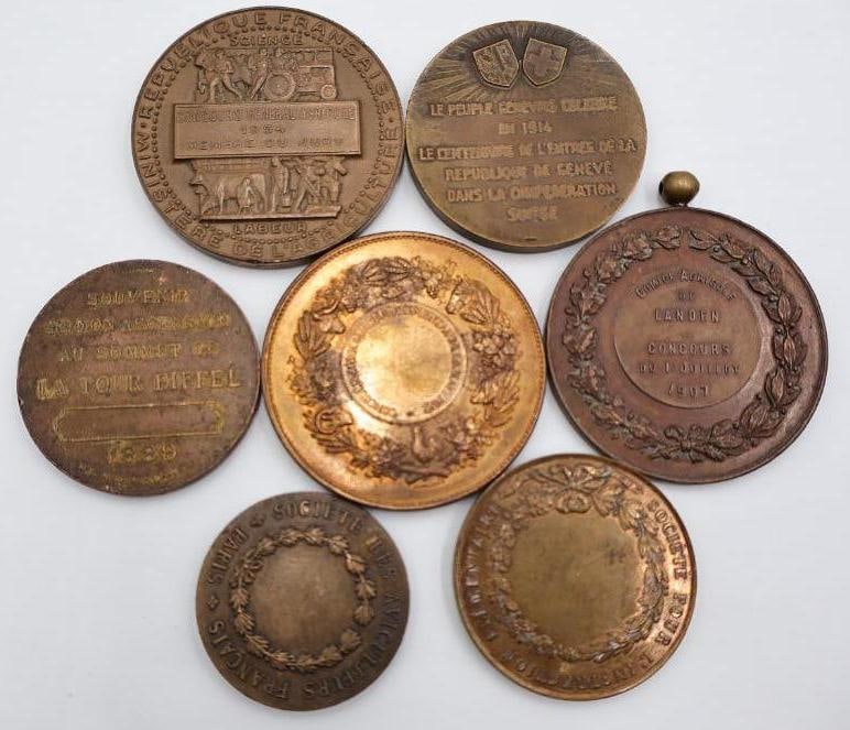 Vintage Bronze Tone Art Medallions & Commemorative Medal Lot - 8