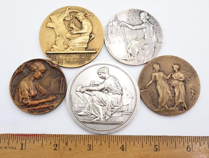 Vintage Bronze Tone Commemorative Art Medallions Lot - 2