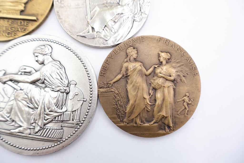 Vintage Bronze Tone Commemorative Art Medallions Lot - 5