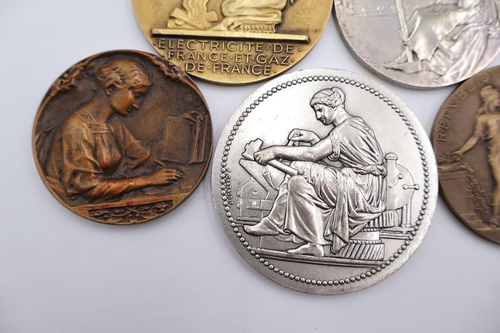 Vintage Bronze Tone Commemorative Art Medallions Lot - 6