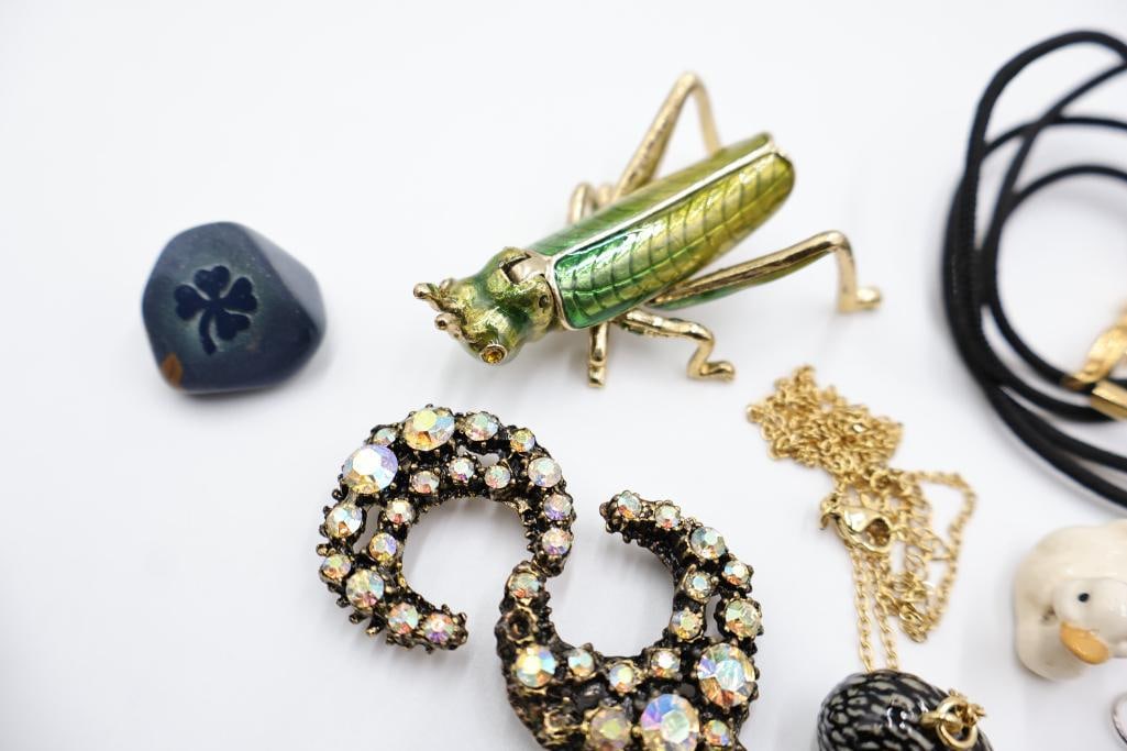 Vintage Costume Jewelry & Novelty Pendant Lot - 11