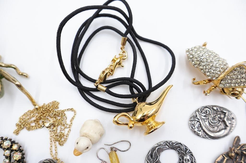 Vintage Costume Jewelry & Novelty Pendant Lot - 13