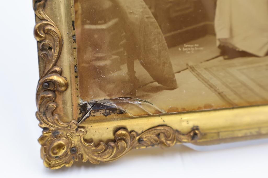Antique Framed Photograph & Vanity Accessories Lot - 12