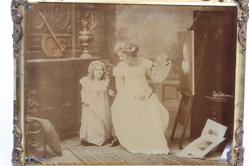 Antique Framed Photograph & Vanity Accessories Lot - 16