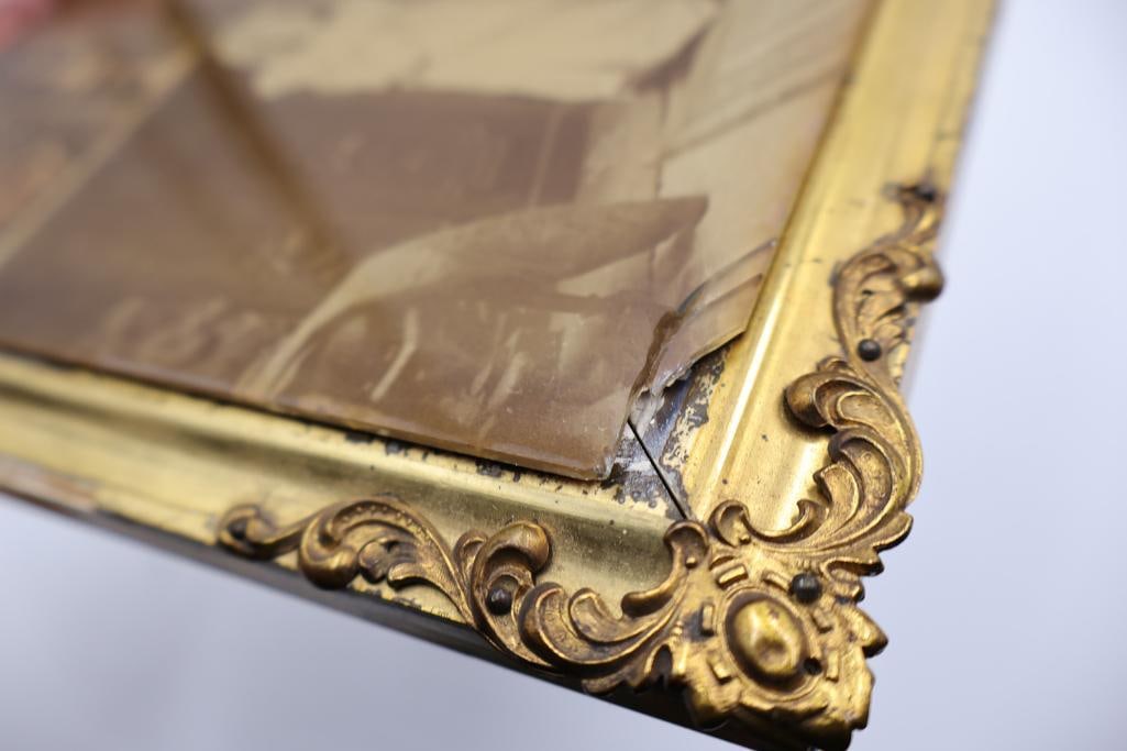 Antique Framed Photograph & Vanity Accessories Lot - 18