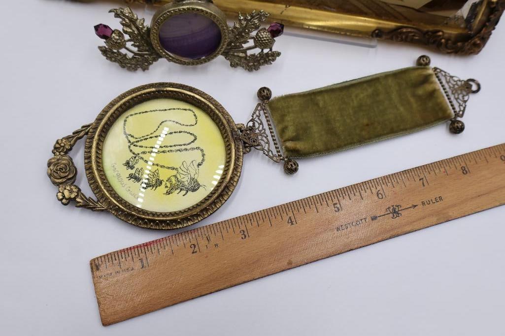 Antique Framed Photograph & Vanity Accessories Lot - 2