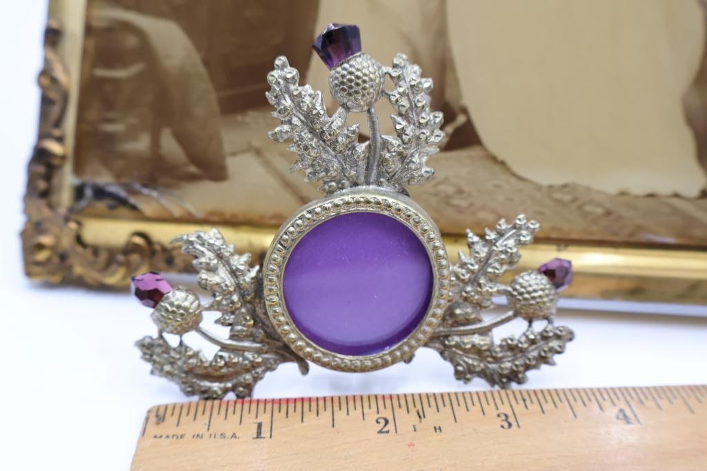 Antique Framed Photograph & Vanity Accessories Lot - 6