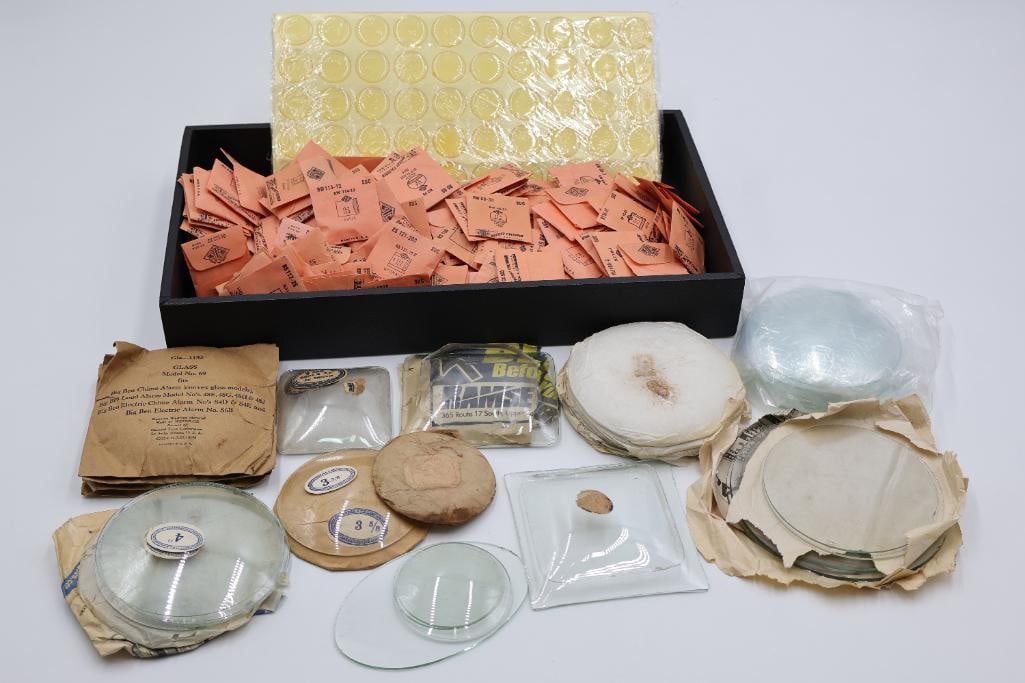 Vintage Clock Glass, Watch Crystal & Repair Parts Lot - 2