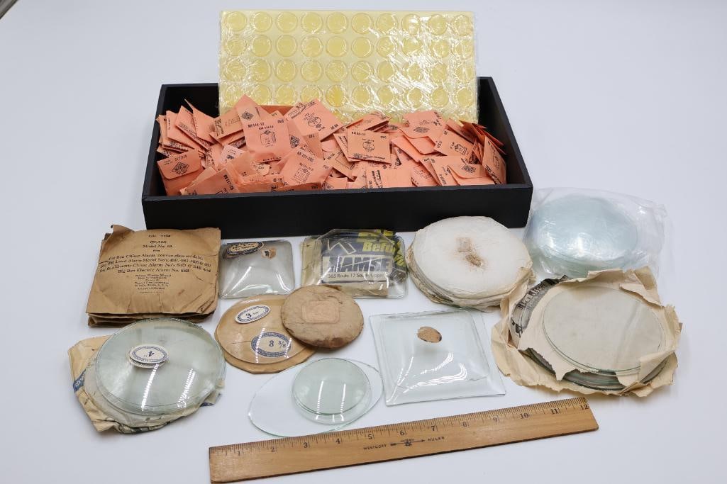Vintage Clock Glass, Watch Crystal & Repair Parts Lot - 3